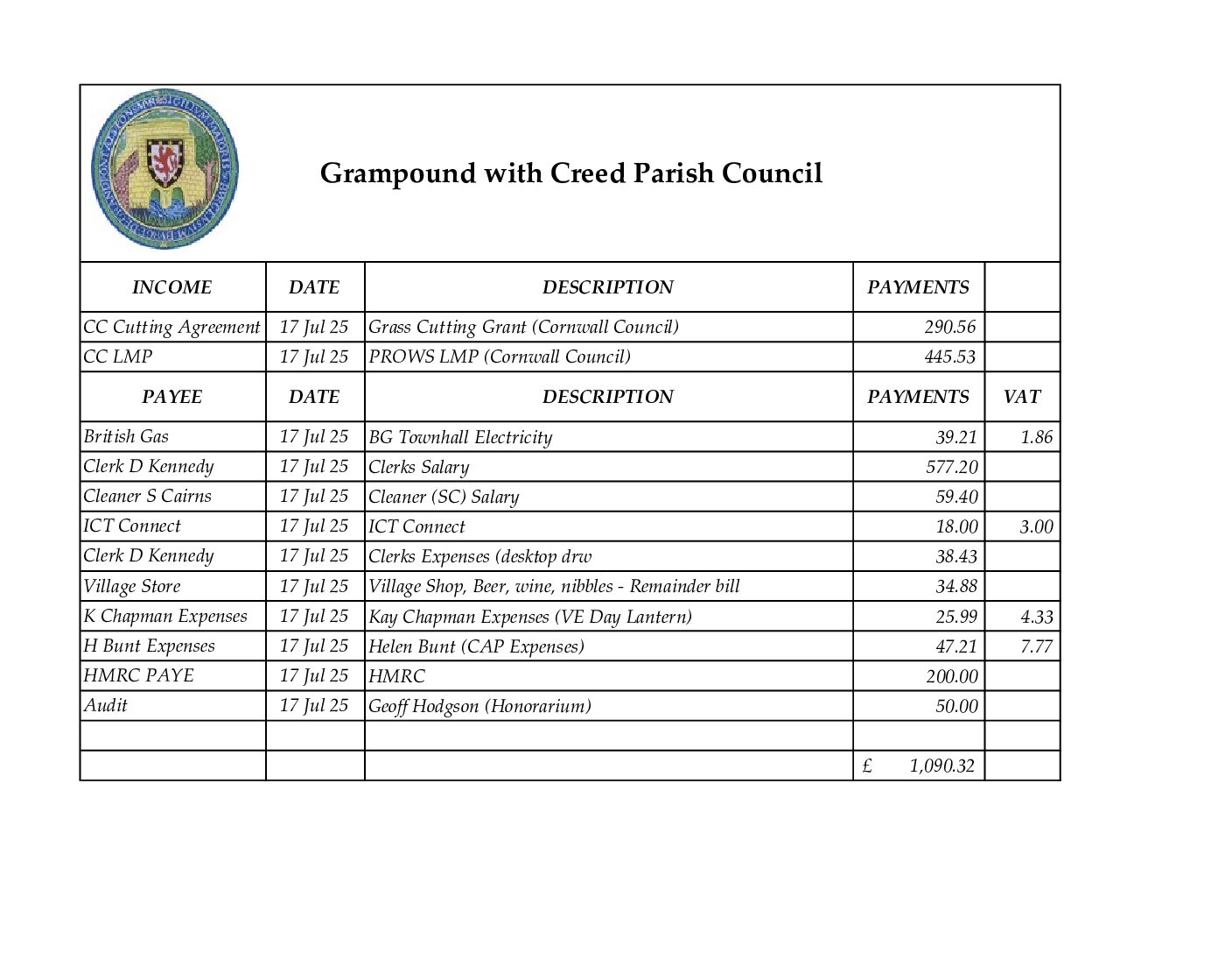 07_July Payment Schedule